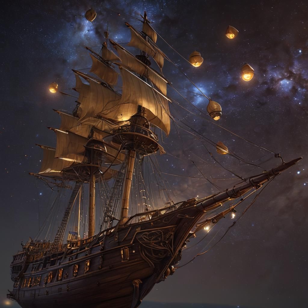 Spelljammer Frigate Cruises Through Space as Concept Art