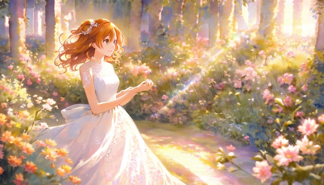 Kousaka Honoka from Love Live School Idol Project wearing a wedding dress.