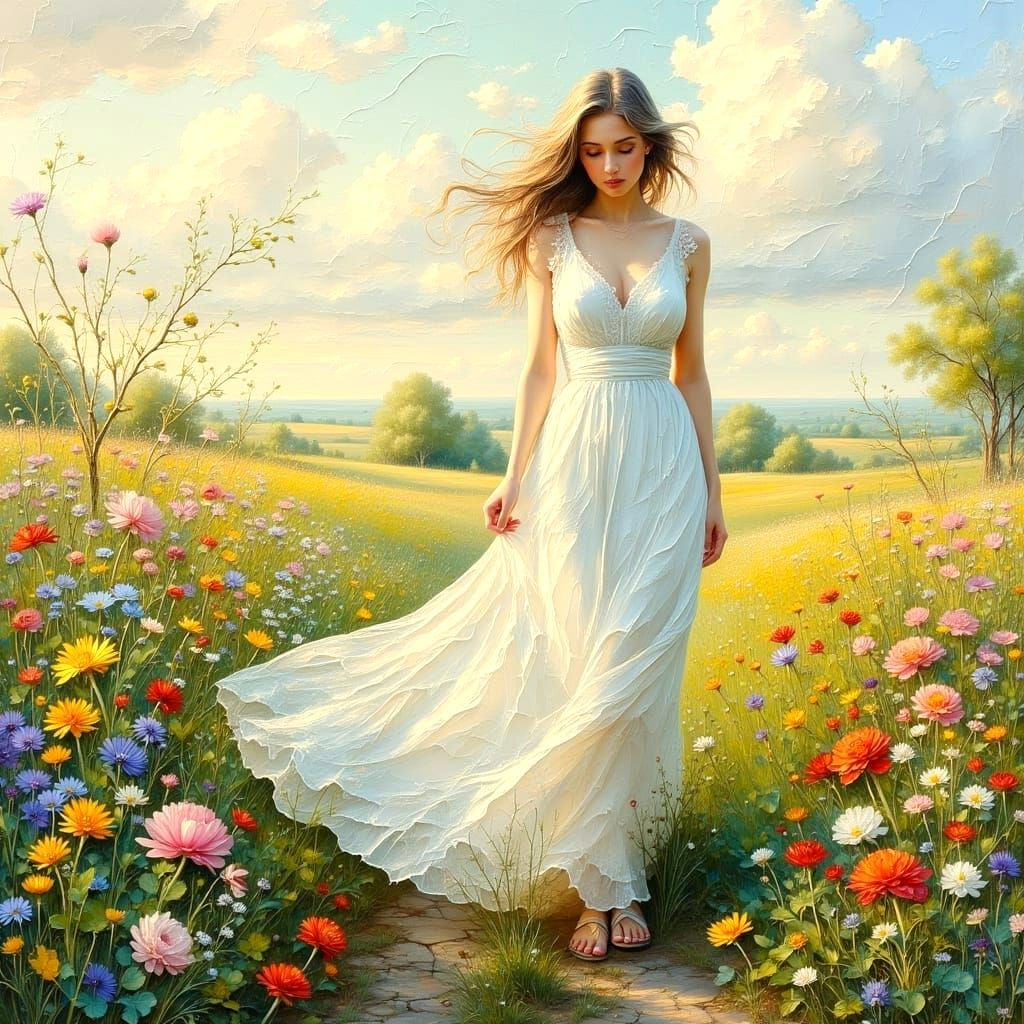 Impasto Painting of Freedom in Pastel Colors