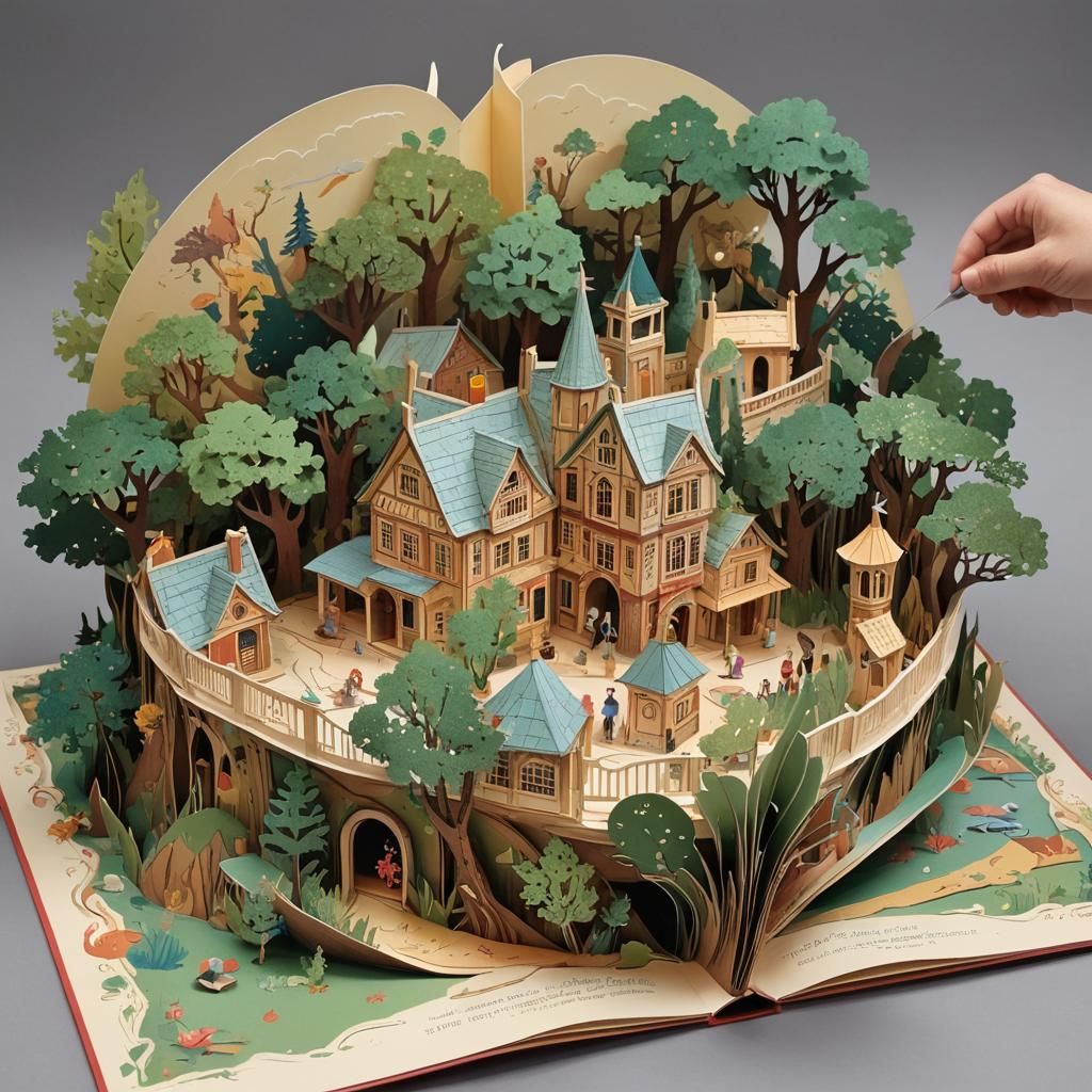 Colorful Pop-Up Book Illustration