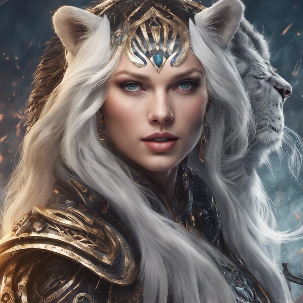 Dark Fantasy Art of Woman with Tiger