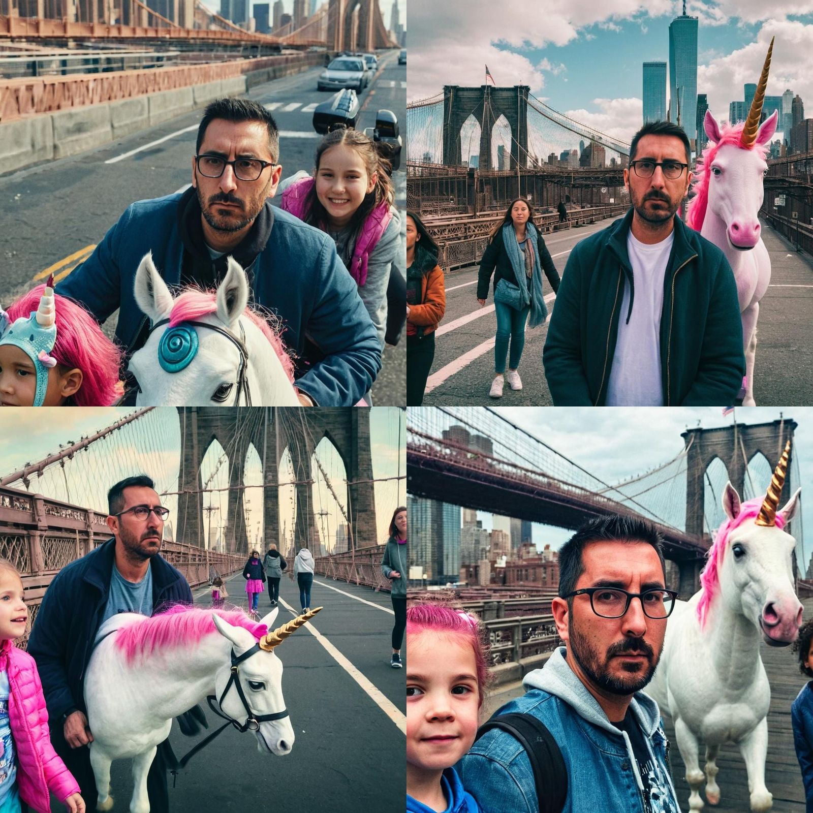 Family Unicorn Ride in Brooklyn: Cinematic Film Still
