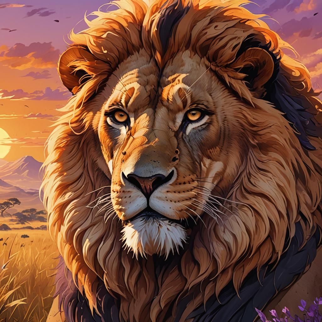 Mufasa as Powerful Lion in Anime Style
