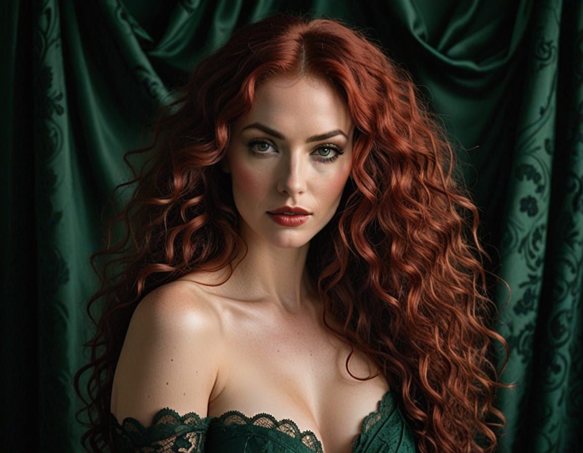 Sensuous Boudoir Portrait with Red Hair