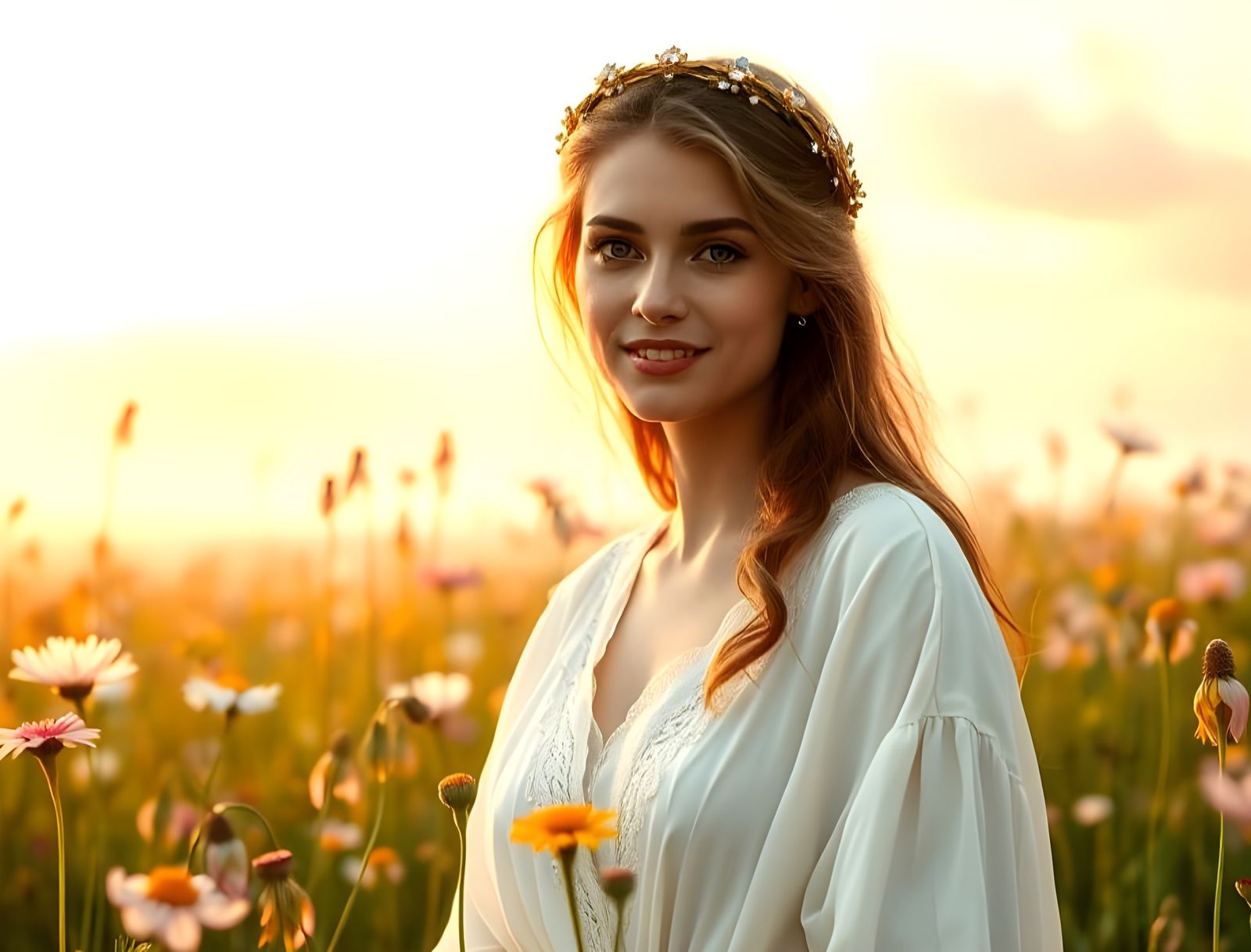 Ethereal Beauty in Transience: A Serene Figure Amidst Fading...