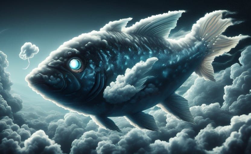 Cloud Fish Soar Through Stormy Skies