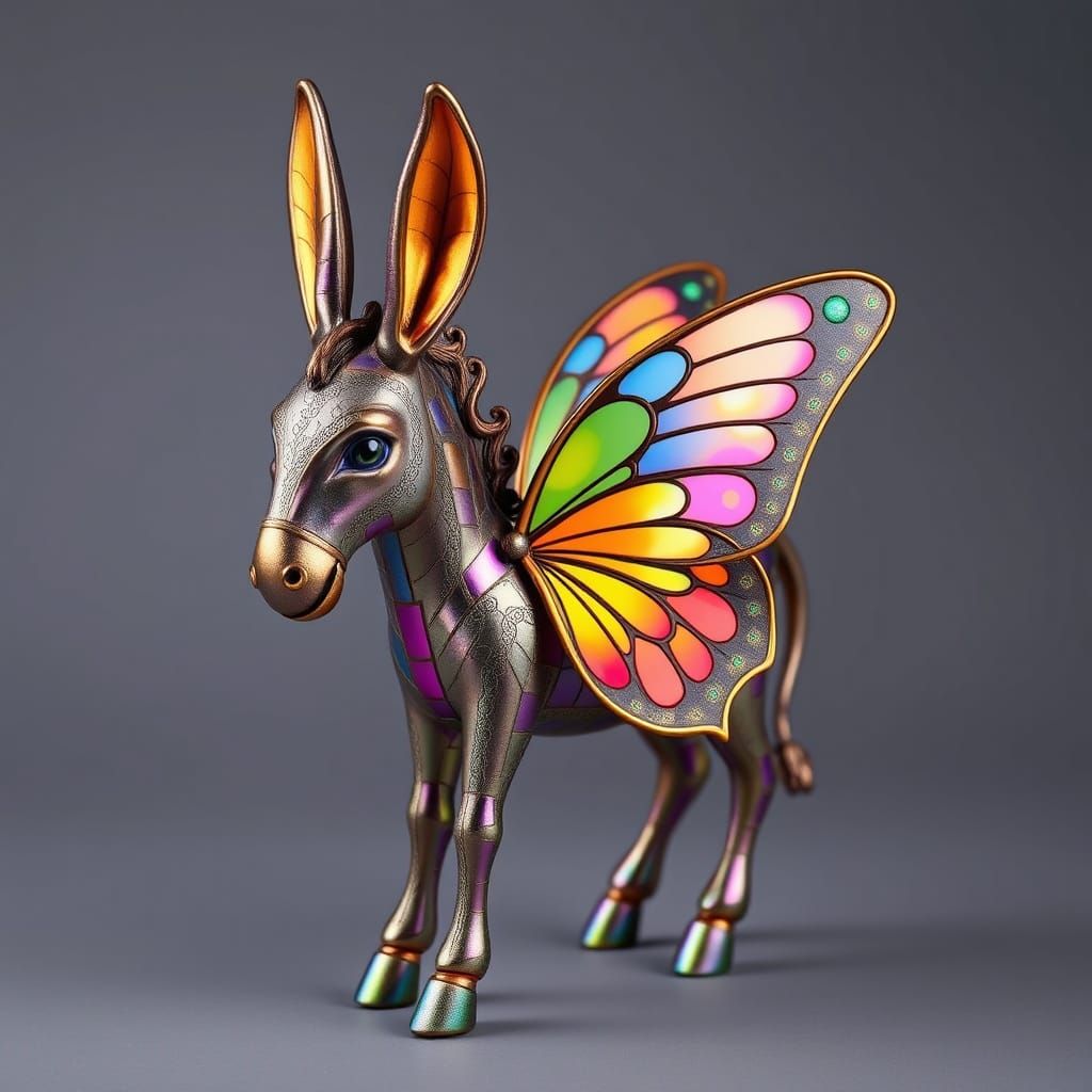 Iridescent Butterfly Donkey Alebrije