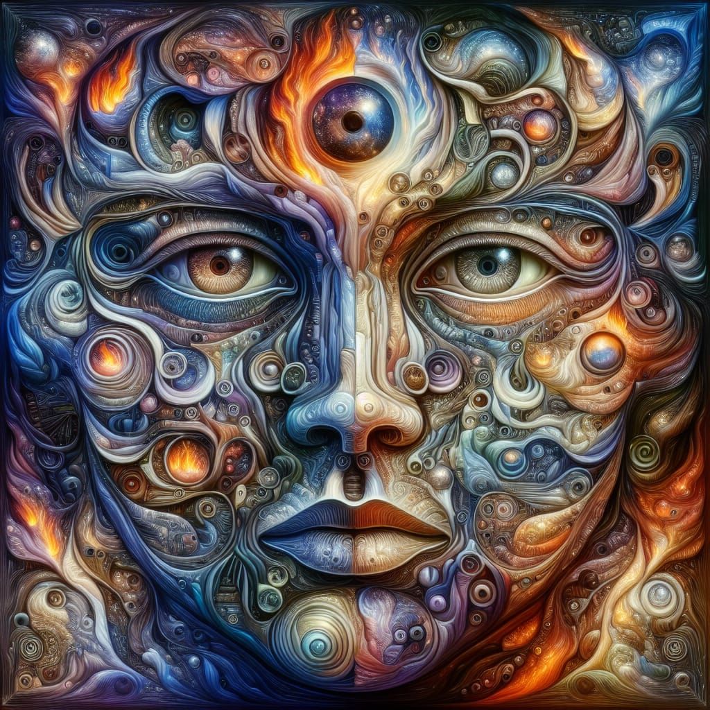 Intricate Hidden Portrait Reflecting Inner Dreams and Emotio...