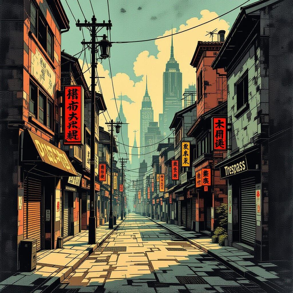 Dürer style Mathematical and cubist art technique melting in...