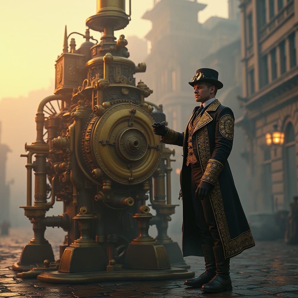 Steampunk Inventor Unveils Majestic Clockwork Marvel in Vict...