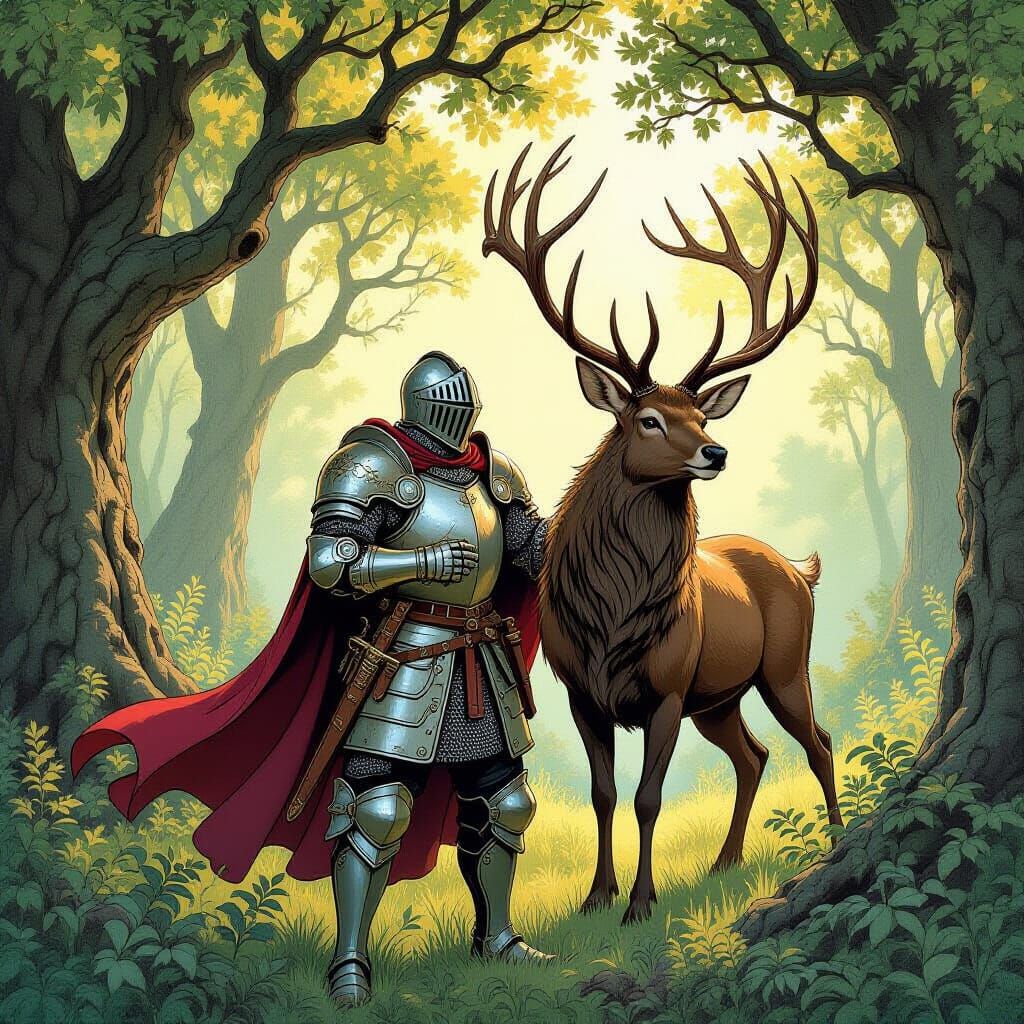 Knight Transforms into Stag in Enchanted Forest