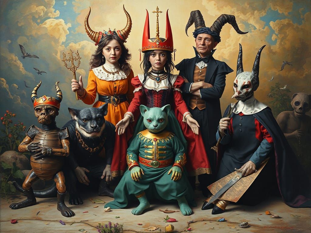 Whimsical Royal Family in Surrealist Style