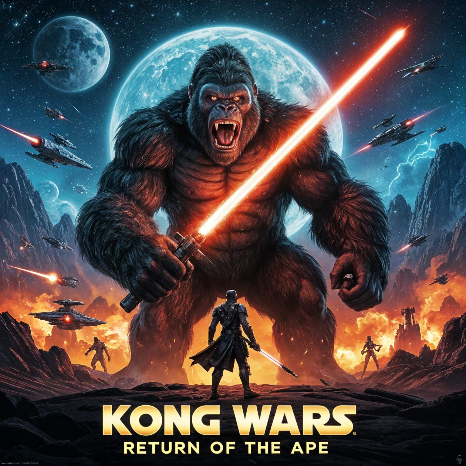 King Kong Wars Movie Poster: Epic Sci-Fi Battle