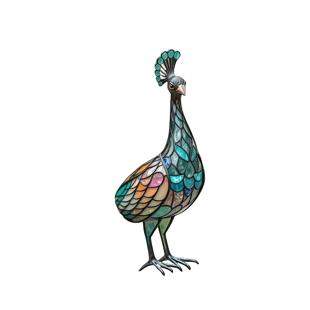 Stained Glass Peacock in an Adorable Garden