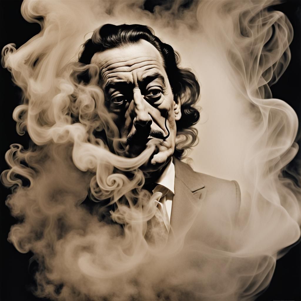 Surreal Smoke Self-Portrait in Dali Style