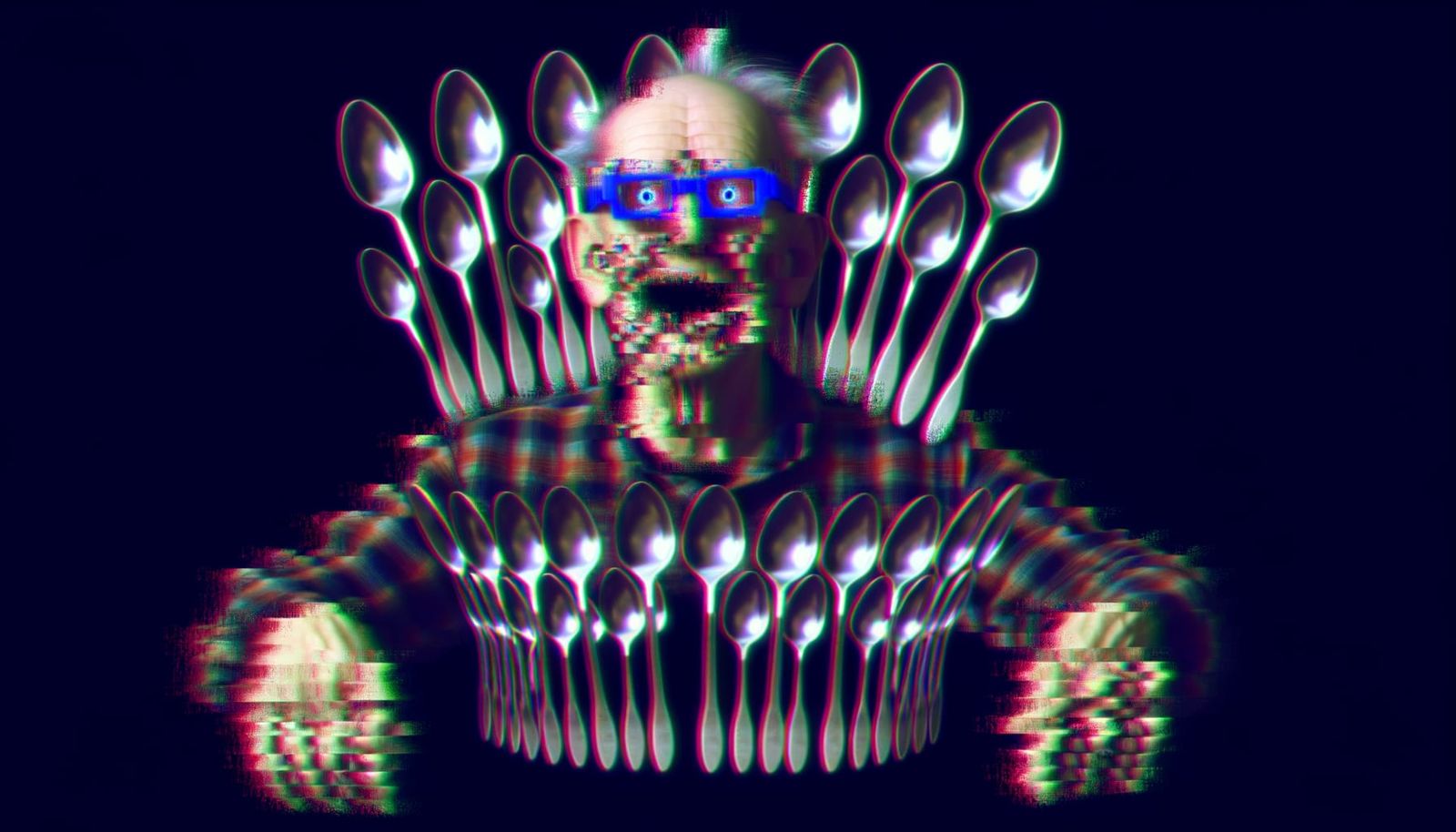 Glitchy Portrait of Spoon Lord on Spoon Throne