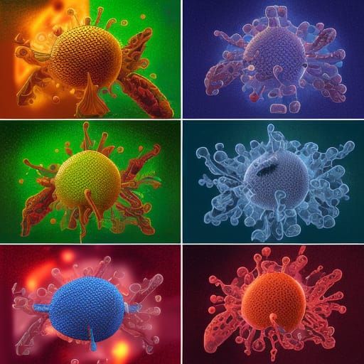 Detailed Painting of Array of Viruses