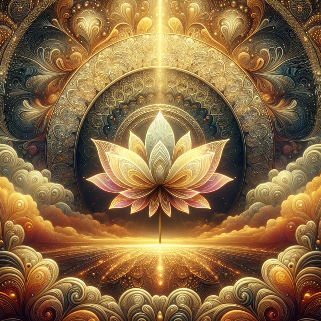 Ethereal Golden Lotus in Dreamlike Fantasy