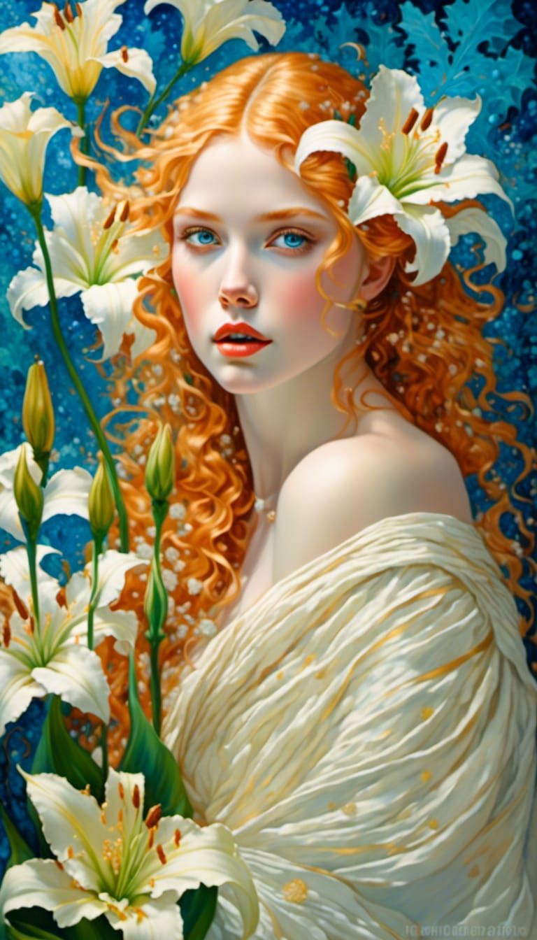 Albino Goddess Portrait in Impressionist Style