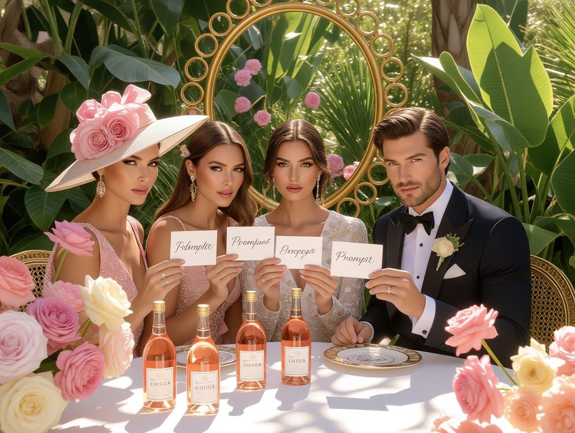 Elegant Garden Party in Cinematic Film Style