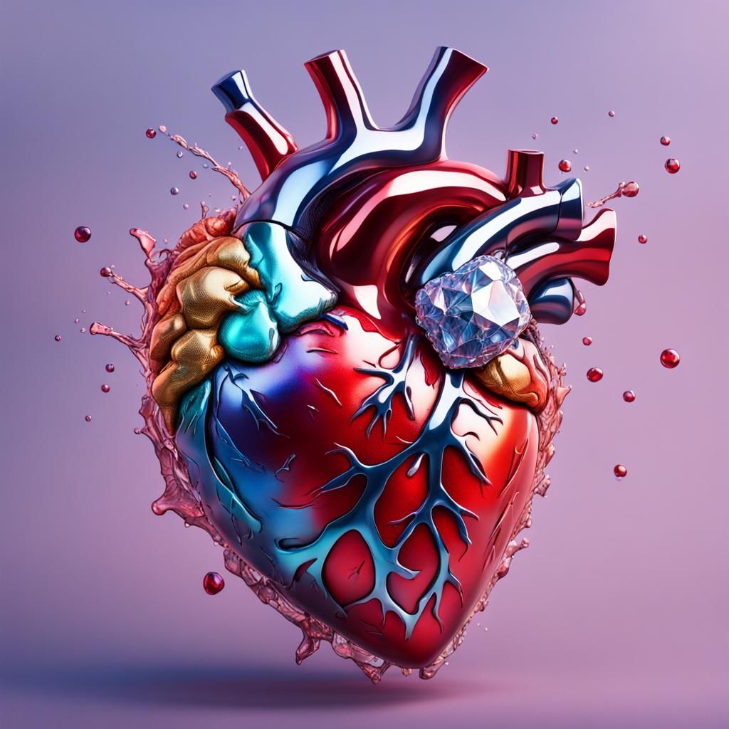 Diamond Anatomical Heart: Hyperrealistic Concept Art