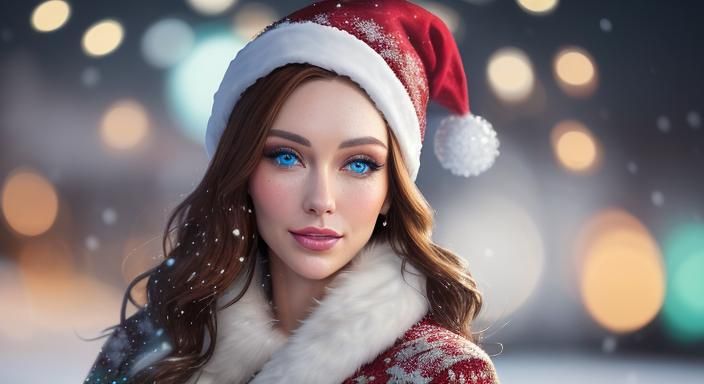 Festive Portrait: Young Woman in a Christmas Scene