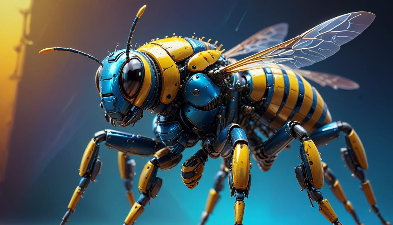 Robot with Insect Features in Hyperrealistic Style