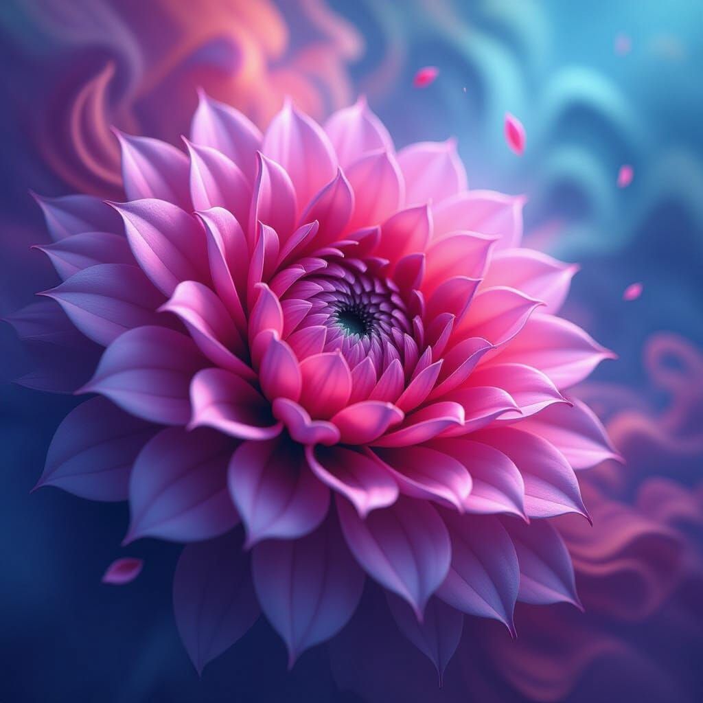 A vibrant swirl of colors combines to form a stunning floral...
