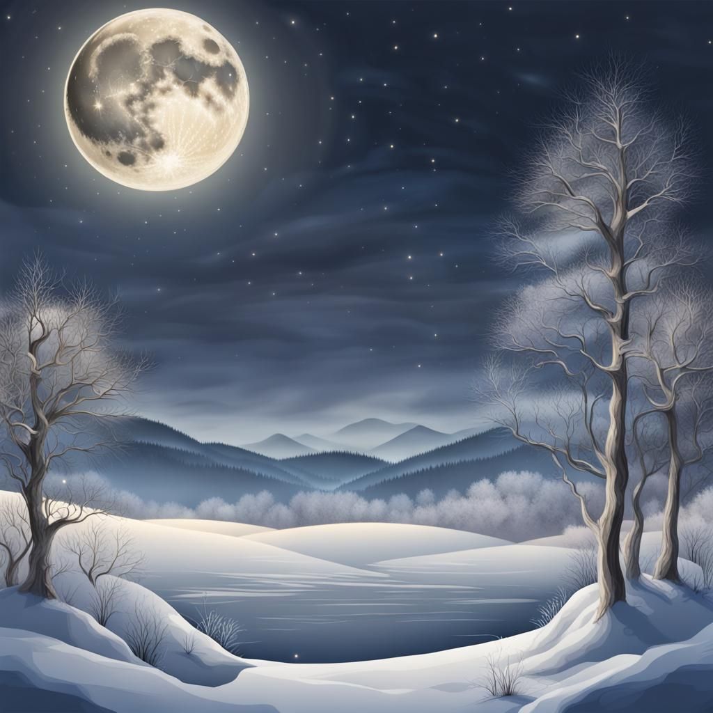 Winter Solstice Full Moon in Celestial Landscape