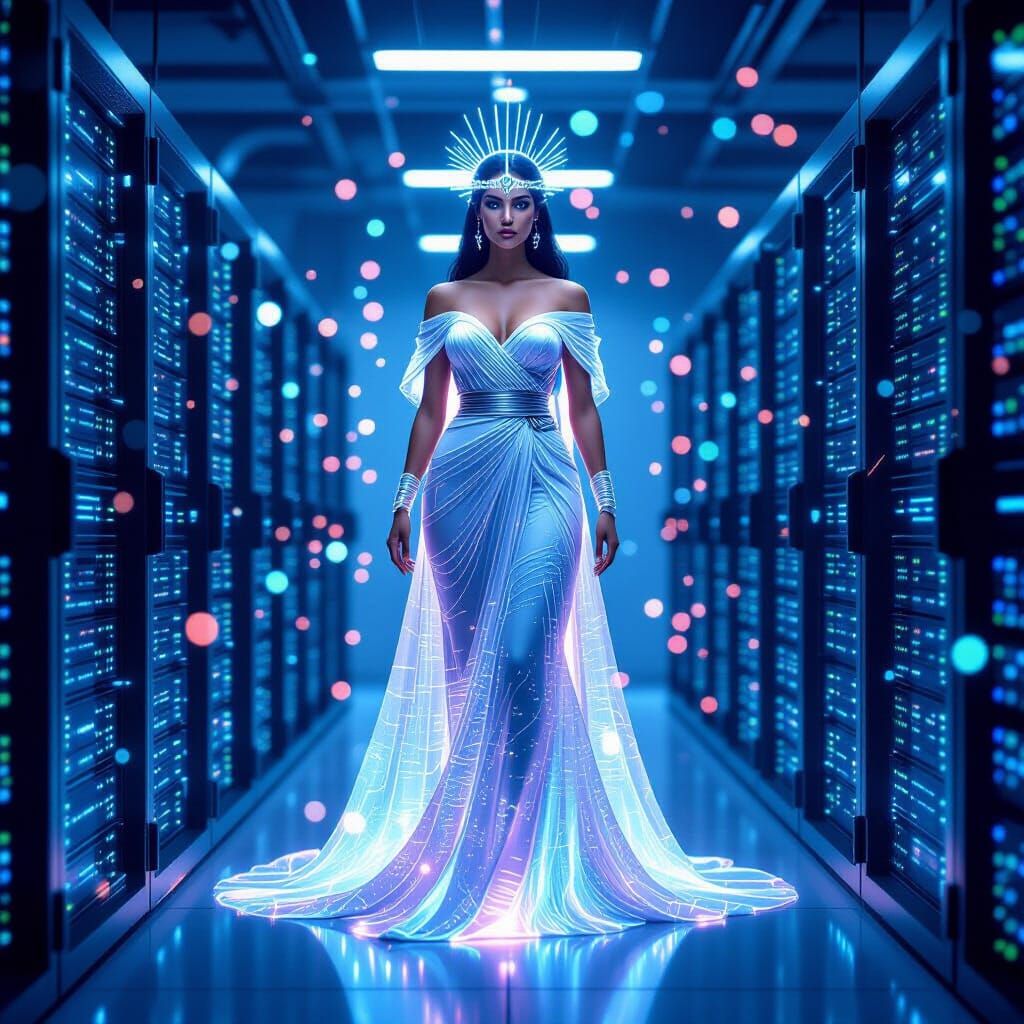 Athena Digital Avatar in Cyberpunk Style