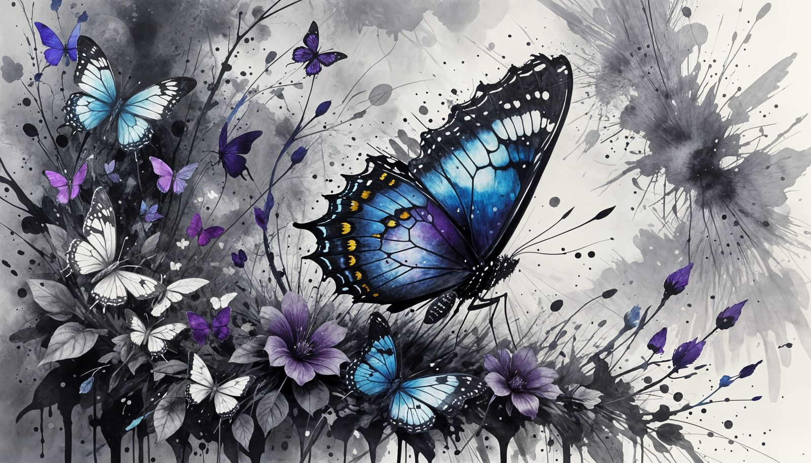 Misty Garden Butterfly in Abstract Mixed Media
