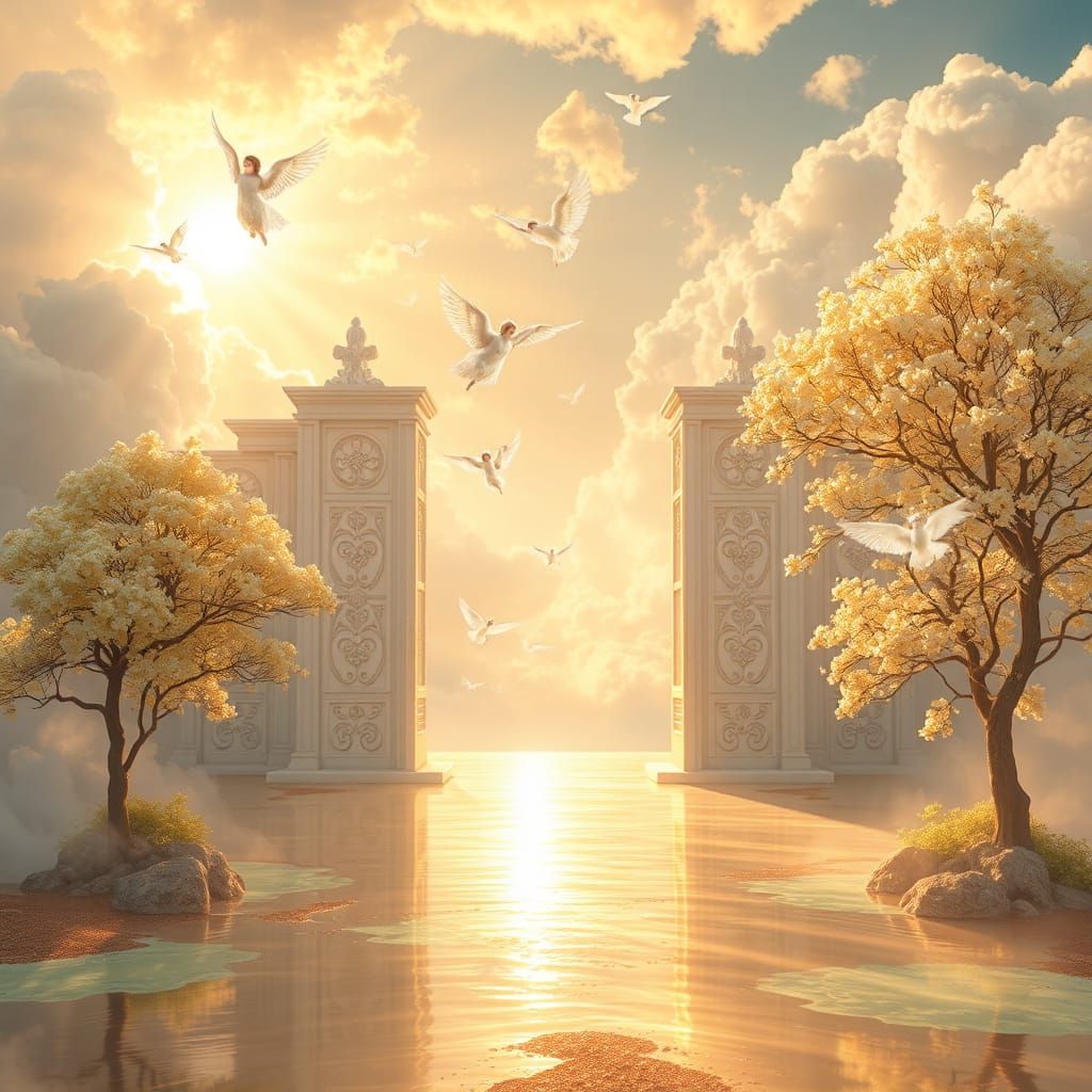 Peaceful Heavenly Realm with Golden Light