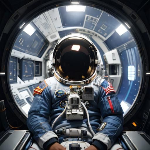 Astronaut in Space Capsule: Detailed Photography
