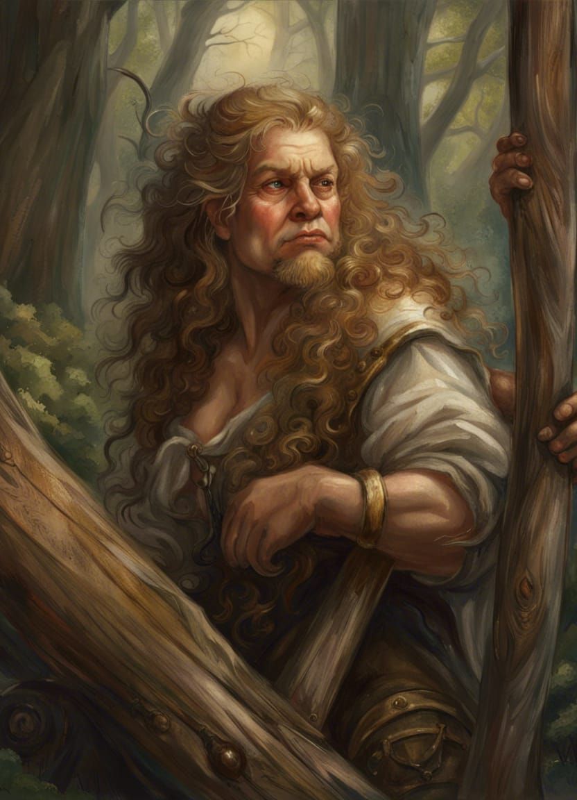 Fantasy Dwarf with Beard in Forest, Detailed Digital Art