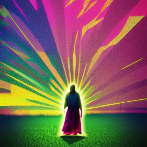 Radiant Solarpunk Landscape with Volumetric Lighting