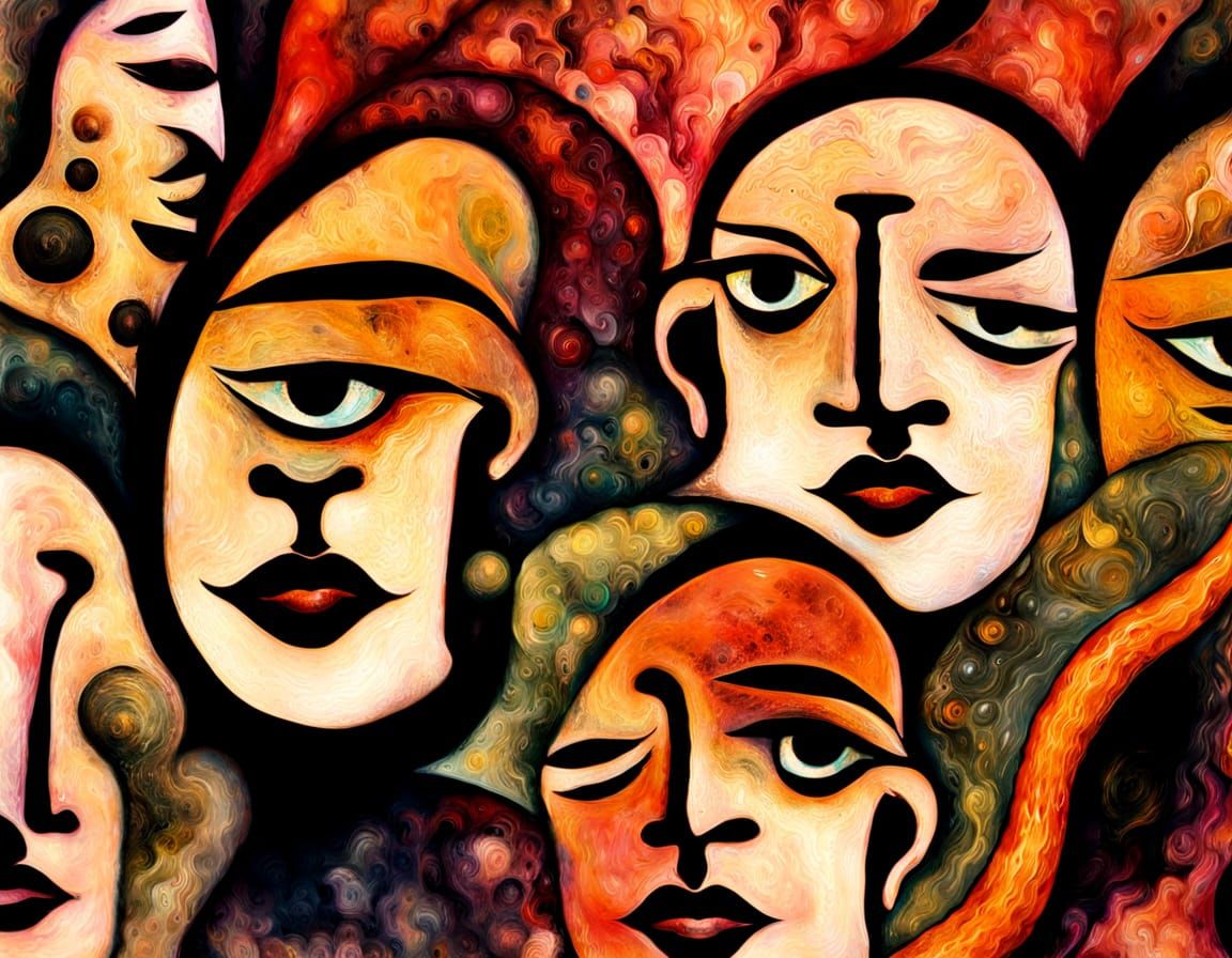 Abstract Portrait in Asemic Innerrealism Style