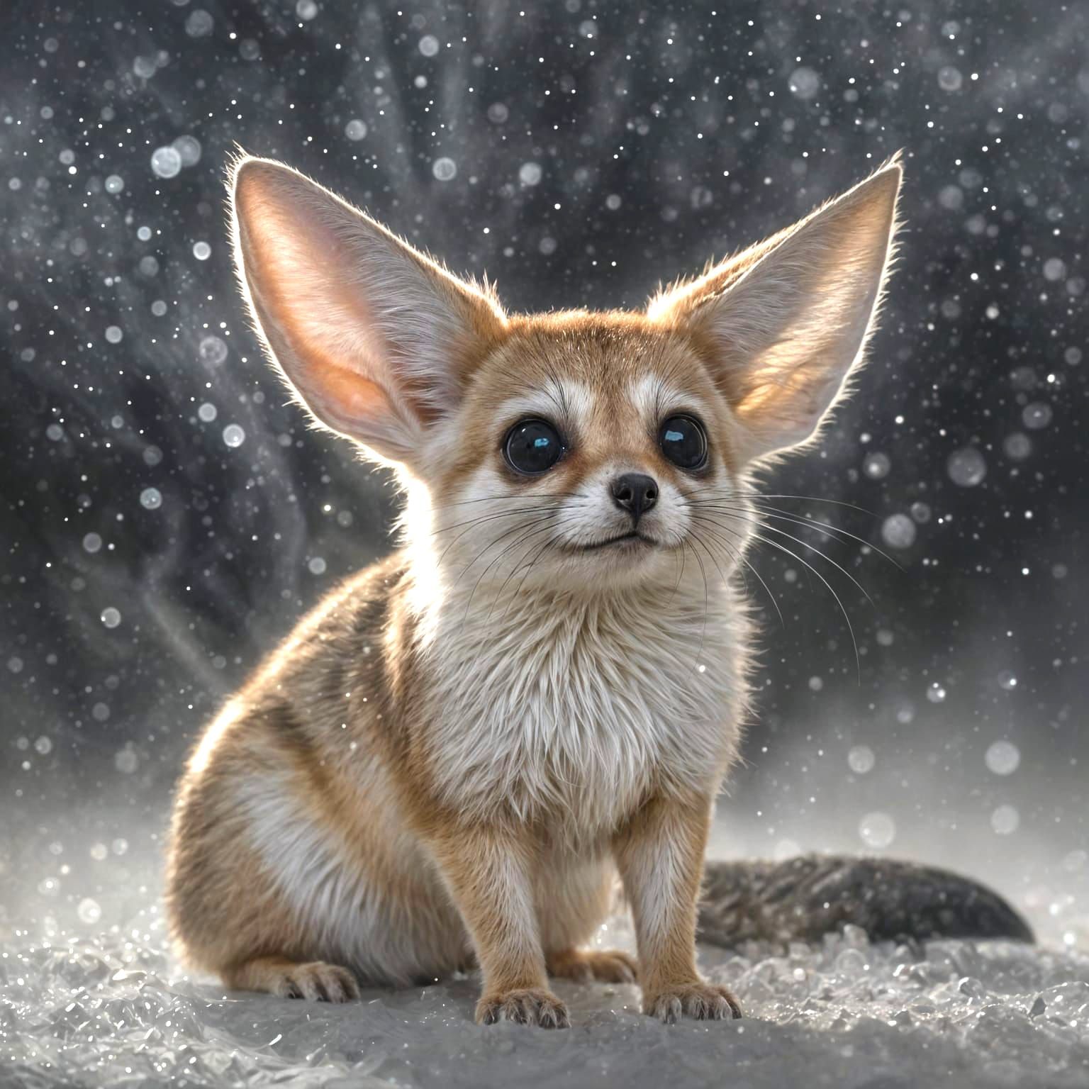 Iridescent Glowing Bat-Chinchilla Hybrid in Luminism Style