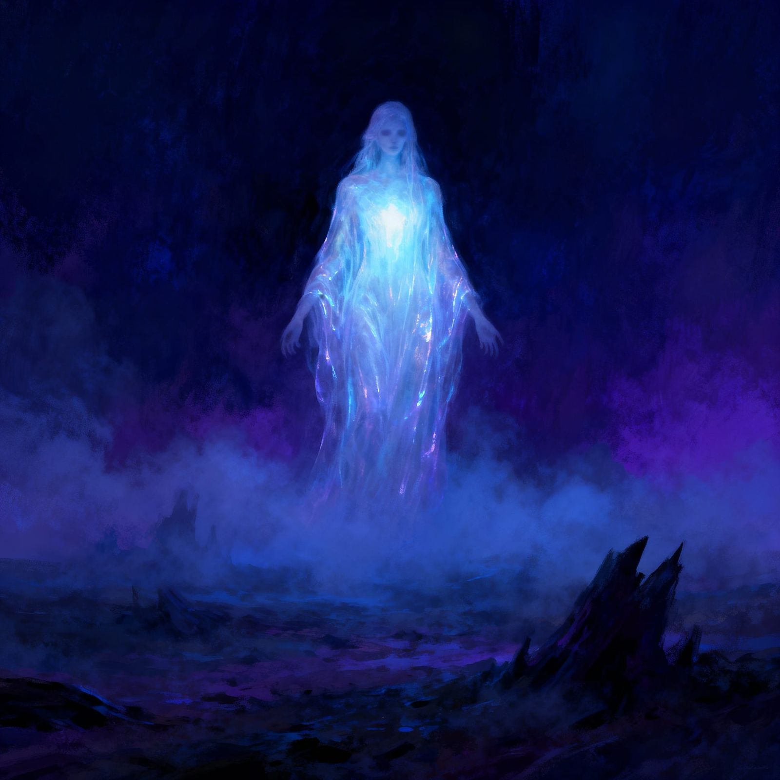 Ethereal Ghostly Figure in Surreal Rothko Klee Landscape