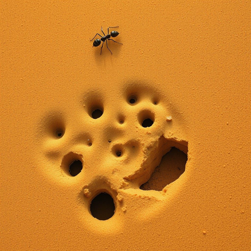 Whimsical Ant Lion Pits in Warm, Golden Sand