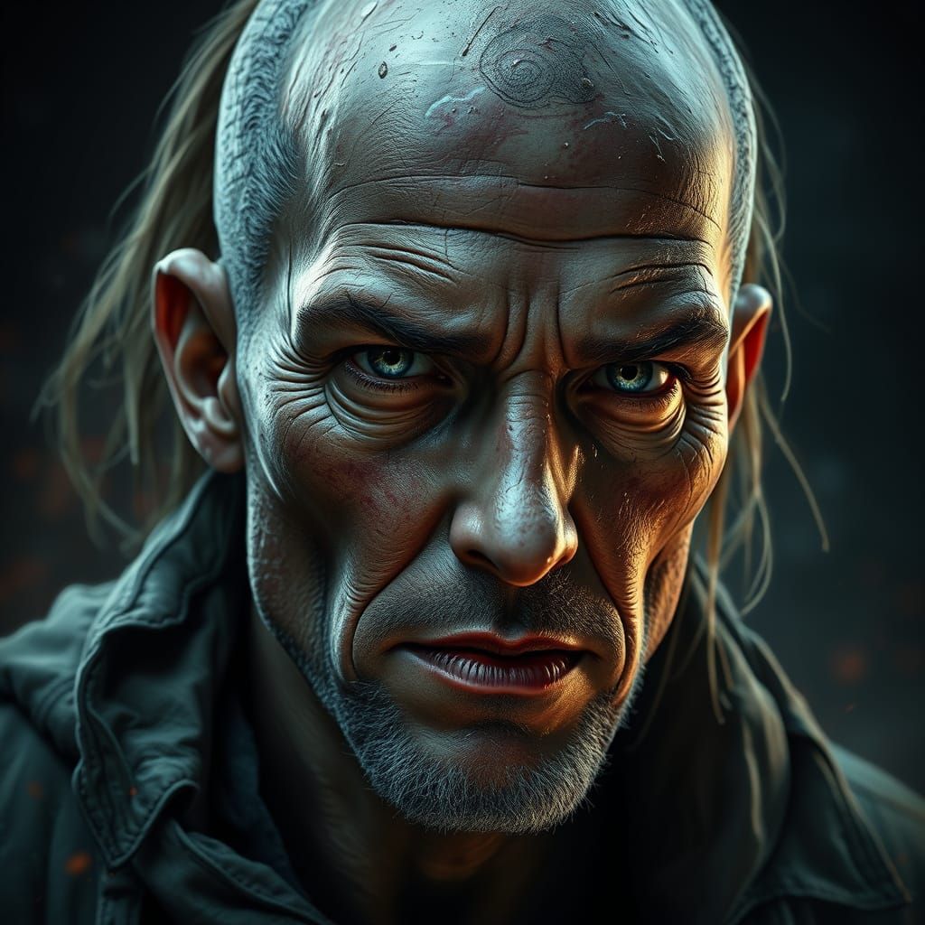 Dystopian Survivor Portrait with Cybernetic Enhancements