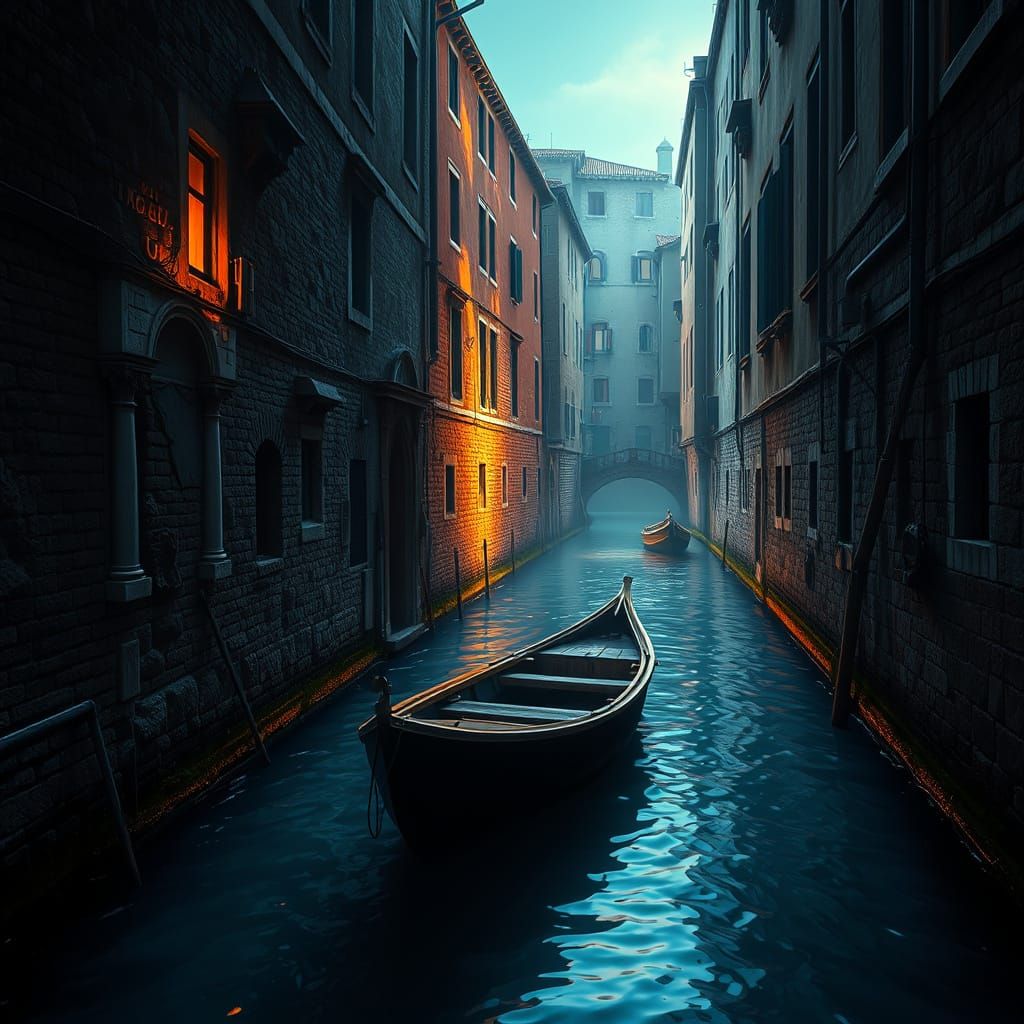 Renaissance Canal Scene in Cinematic Style