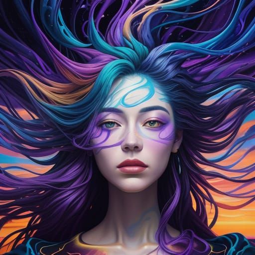 Surreal Dreamlike Portrait in Vibrant Oil Painting