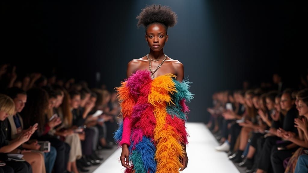 Black Model Struts Fashion Week Runway in Bold Avant-Garde O...