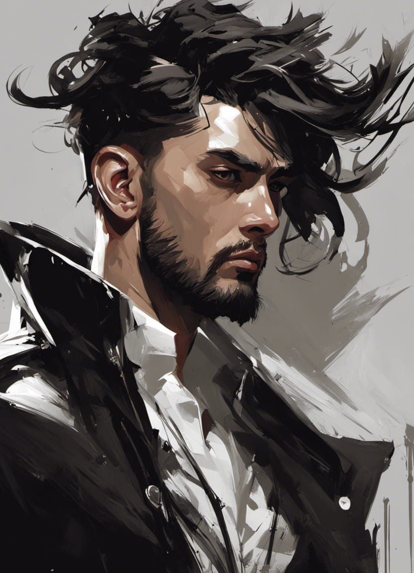 Homoerotic Male Pinup in Acrylic Painting Style