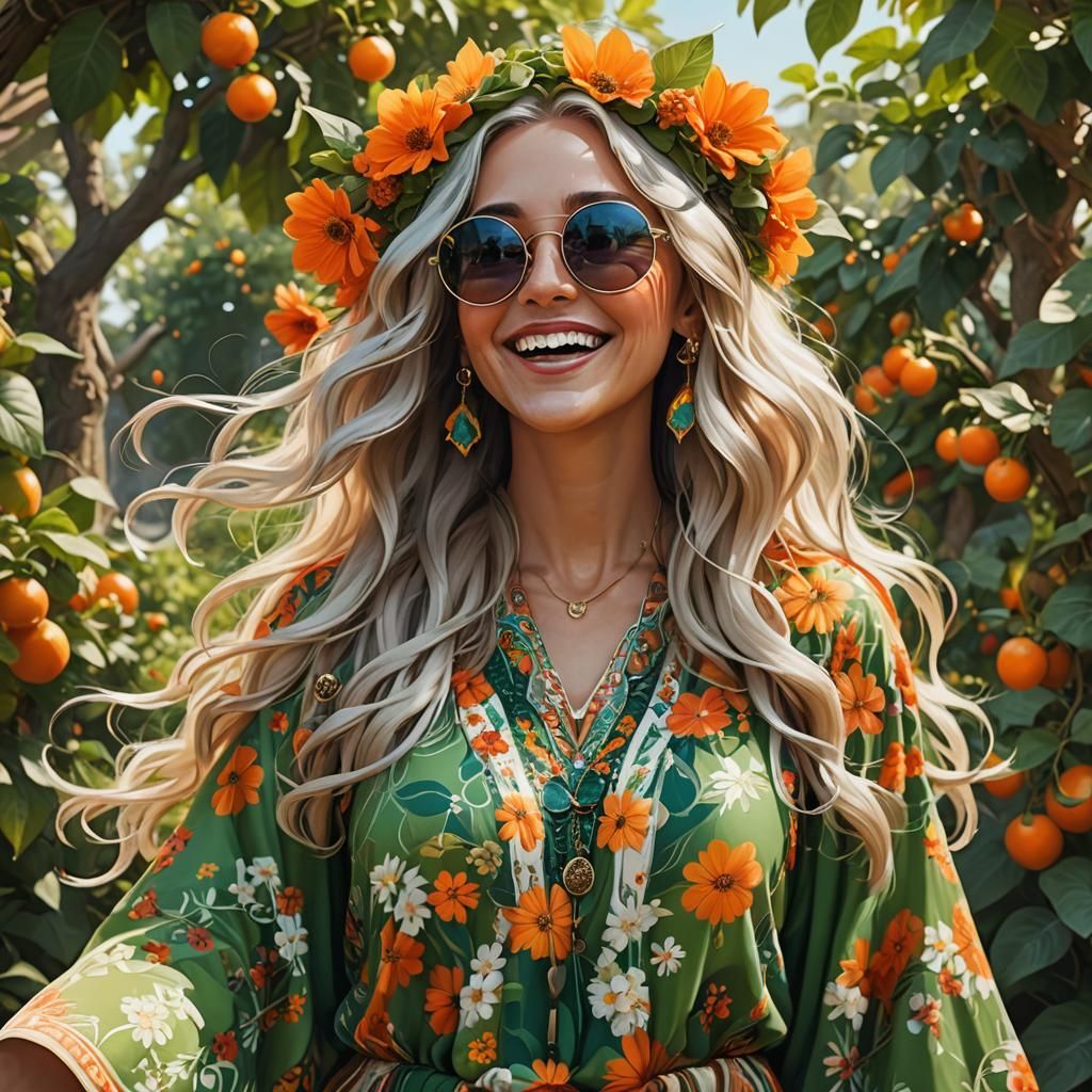 Woman in Fruit Garden: Detailed Matte Painting