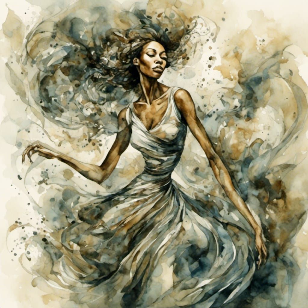 Smoke Sculpture Portrait in Flowing Fabric Style