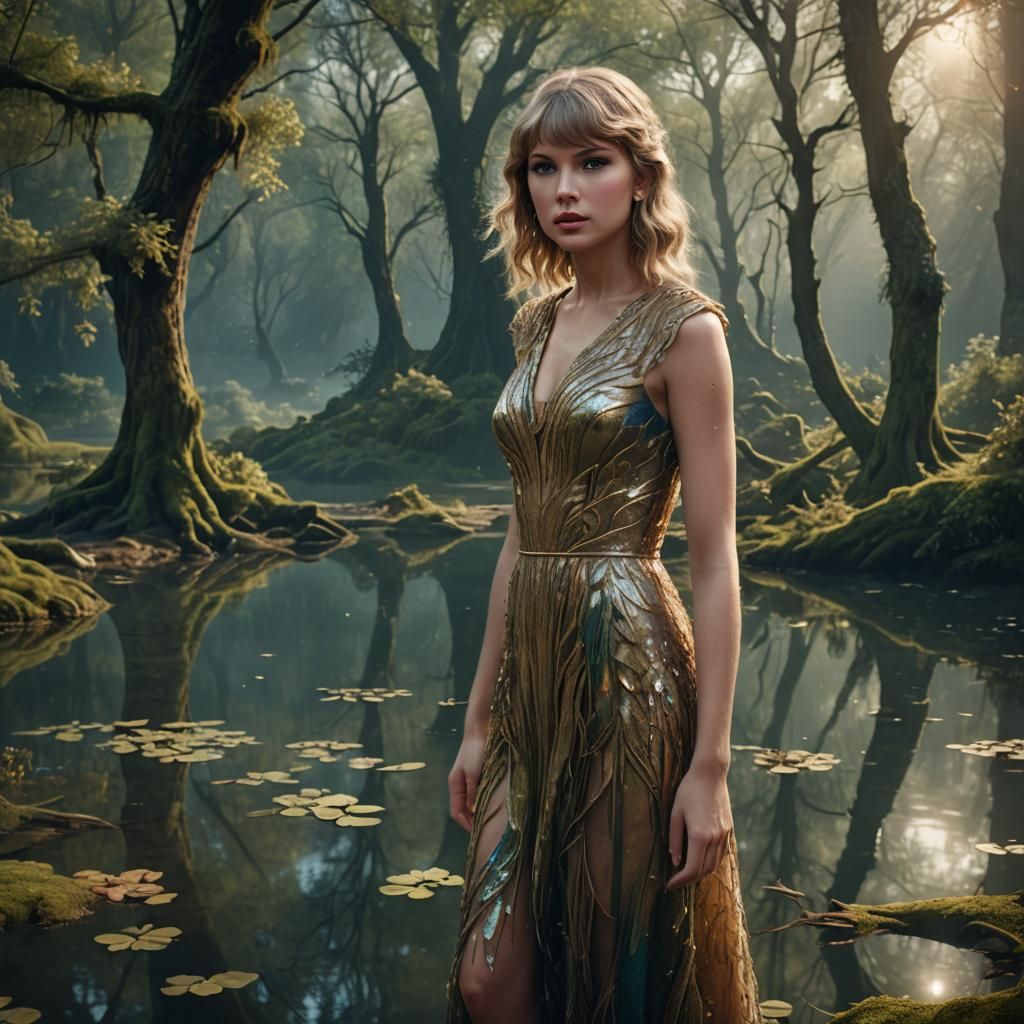 Taylor Swift in Ethereal Forest Fantasy Art