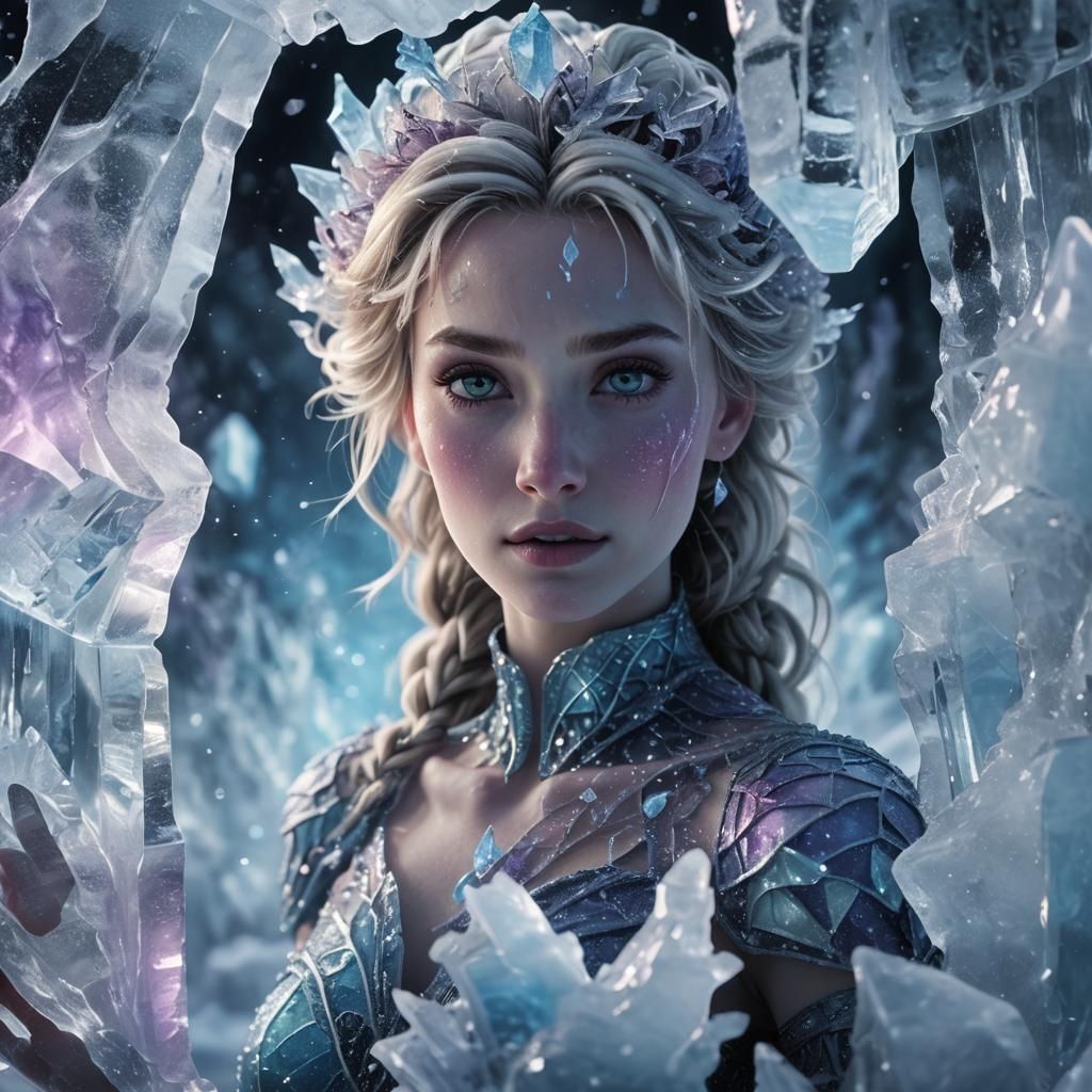 Mystical Ice Being Emerges in Epic Fantasy Art