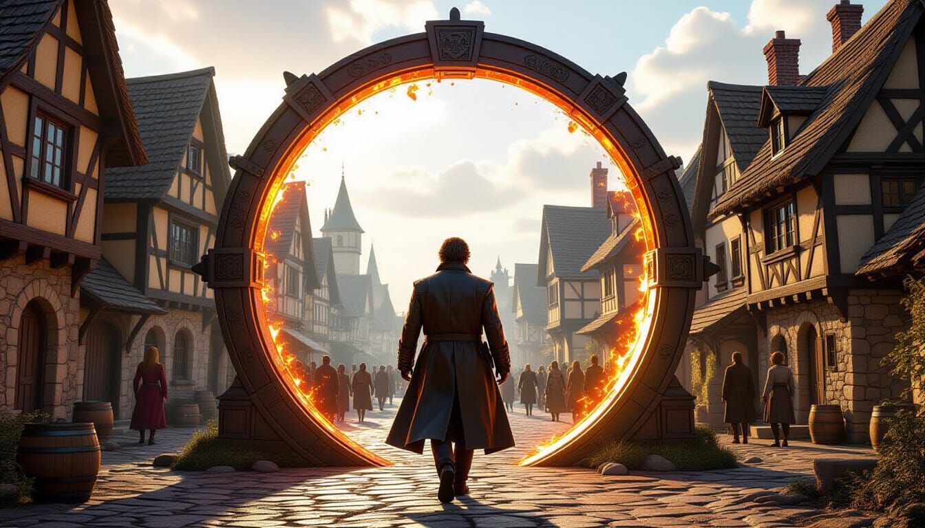 Android Scientist Enters Medieval Village Through Portal