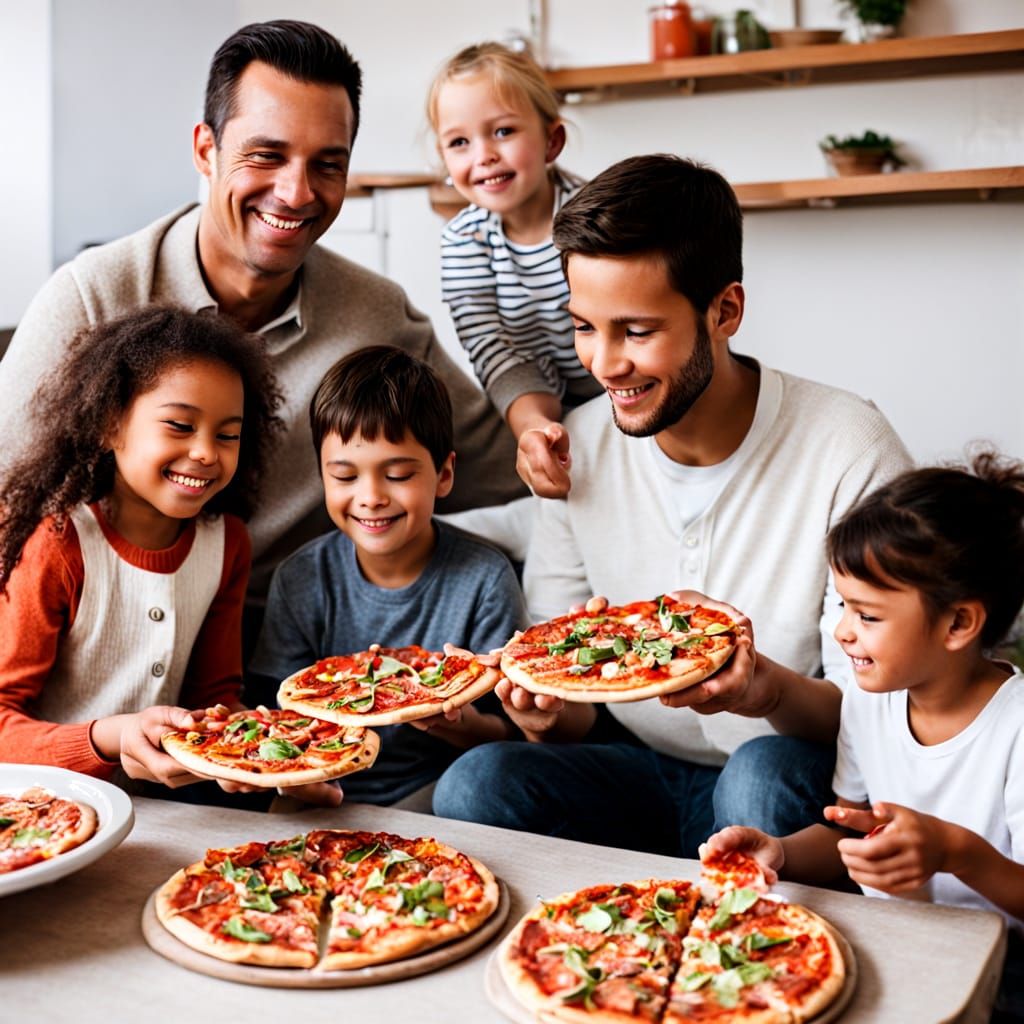 Family Pizza Sharing: A Delicious Moment